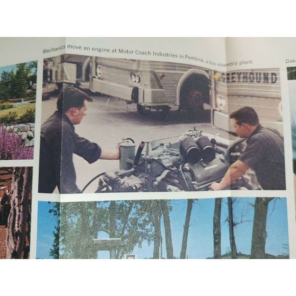 Vintage 1969 North Dakota Highway Road Travel Map John Deere Greyhound Ad - Picture 5 of 8